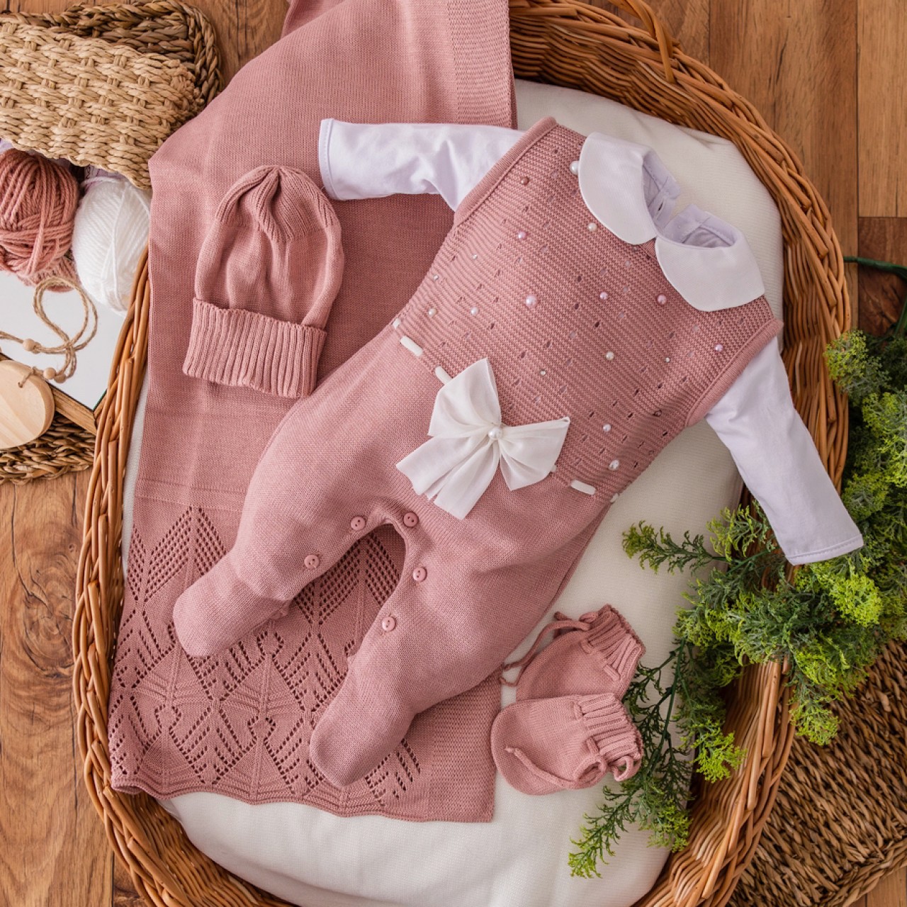 Saída de maternidade Estrelado Rose